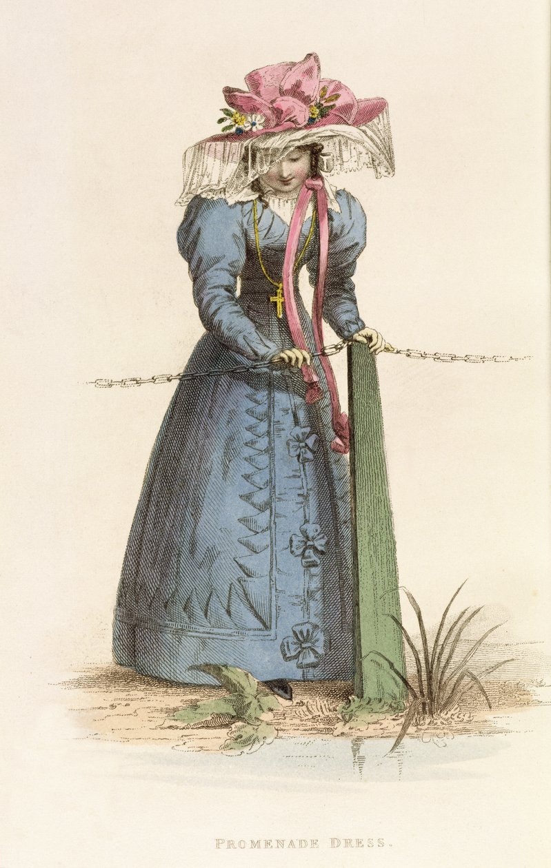 Promenaddress, modetallrik från Ackermanns Repository of Arts, ca 1825 av English School