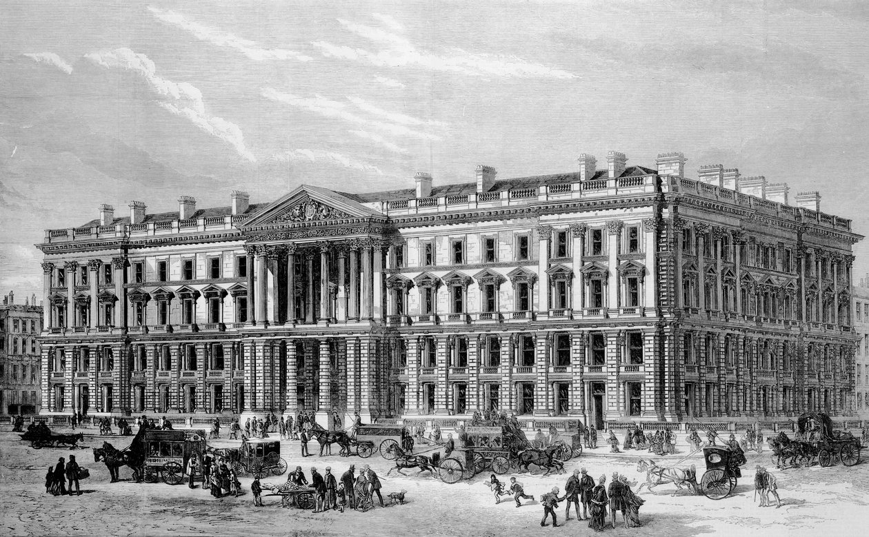 Föreslagna nya byggnader för det allmänna postkontoret i St Martin-le-Grand av English School