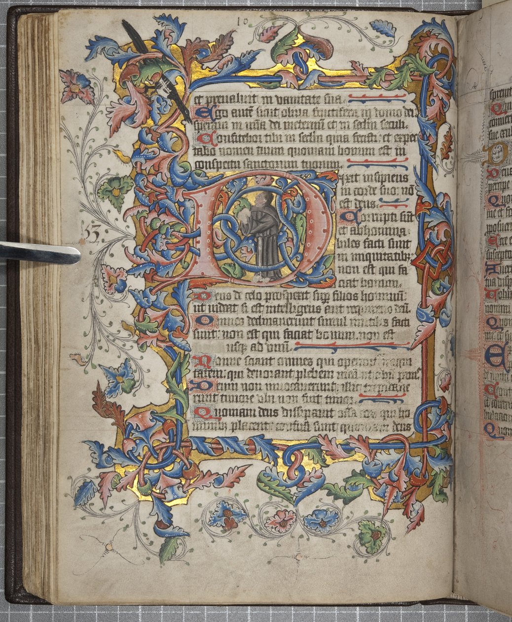 Psaltare med Sarum-brukskalender, Fol 40 verso, c.1425-75 (bläck, färg & guld på veläng) av English School