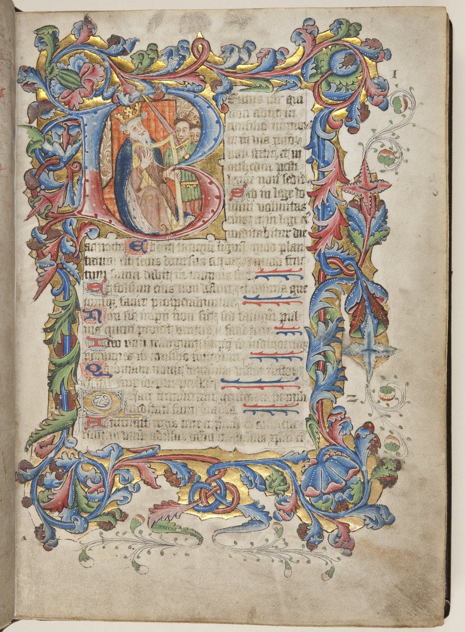 Psaltare med Sarum-brukskalender, ca 1425-75 (bläck, färg & guld på veläng) av English School