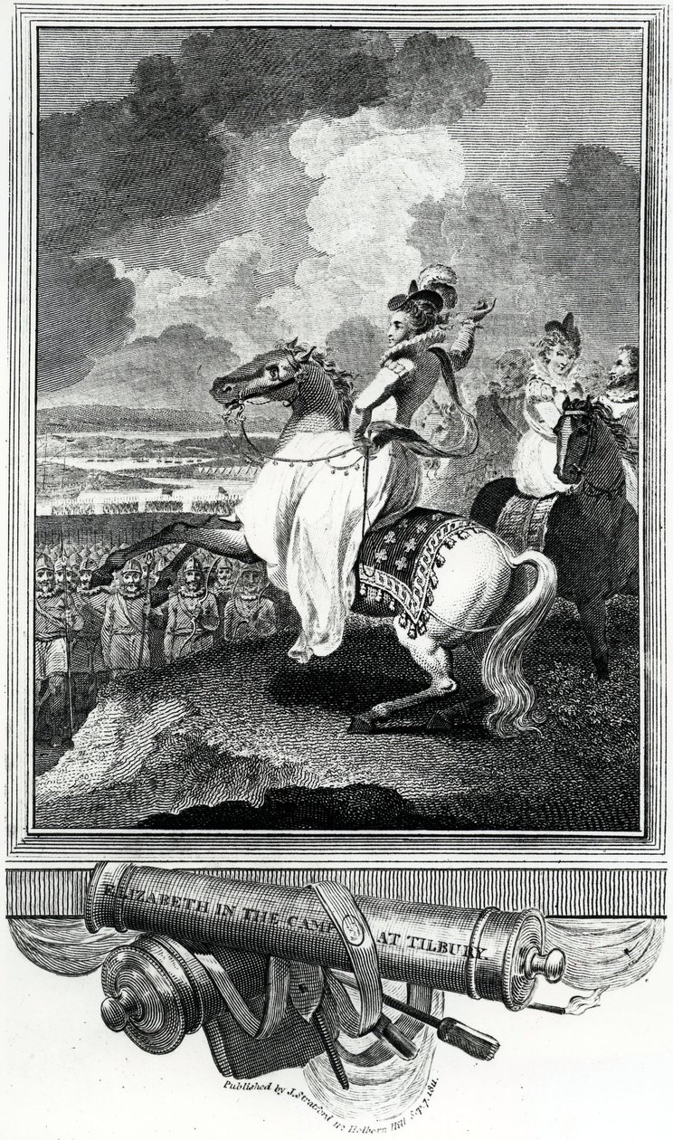 Drottning Elizabeth i lägret i Tilbury, 1811 av English School