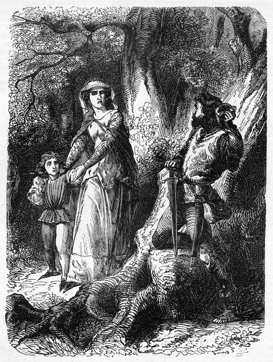 Queen Margaret and the Robber of Hexham, illustration från "John Cassell