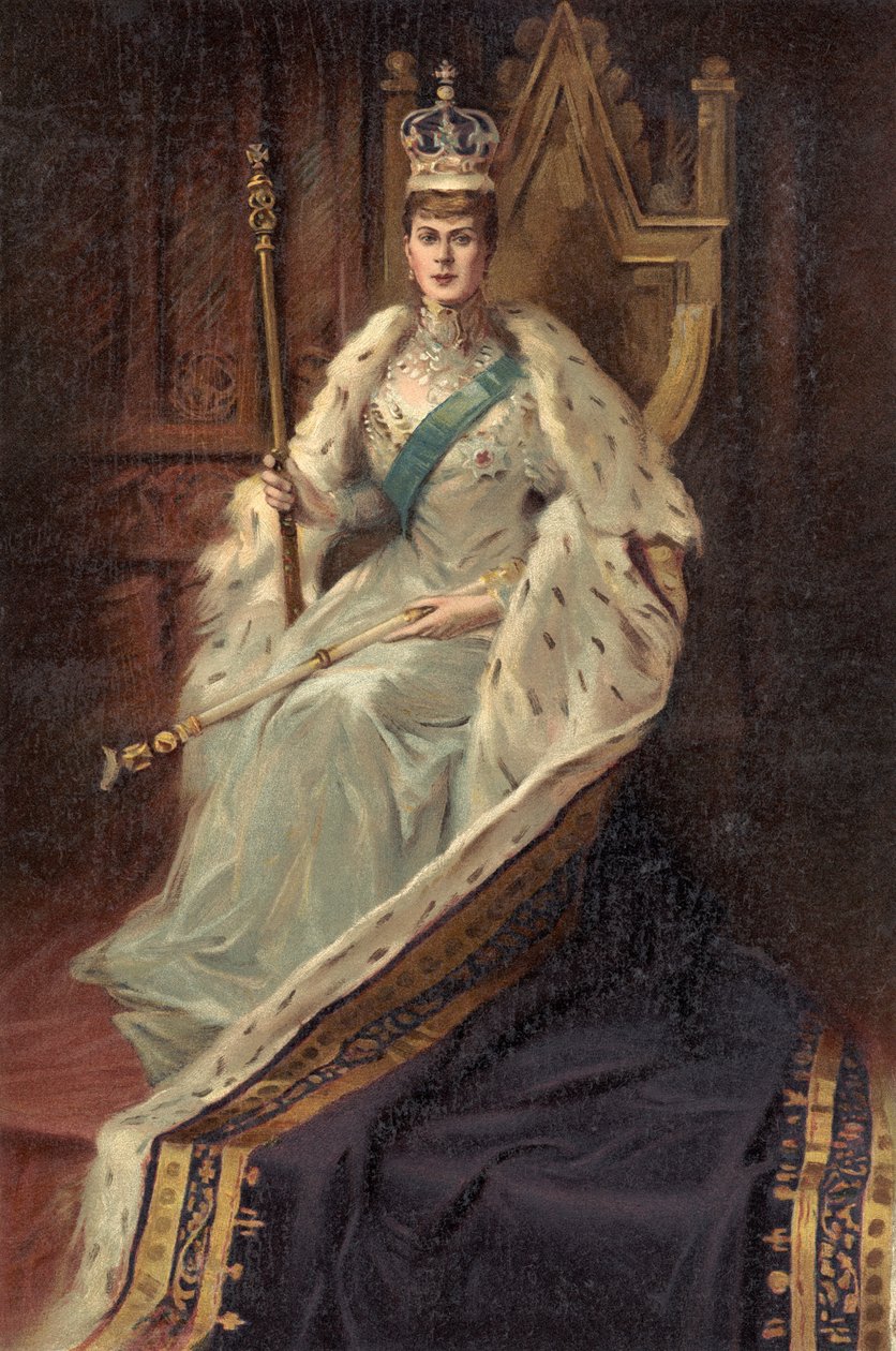 Drottning Mary, kung Georg V:s gemål, från "The Illustrated London News" (tryck) av English School