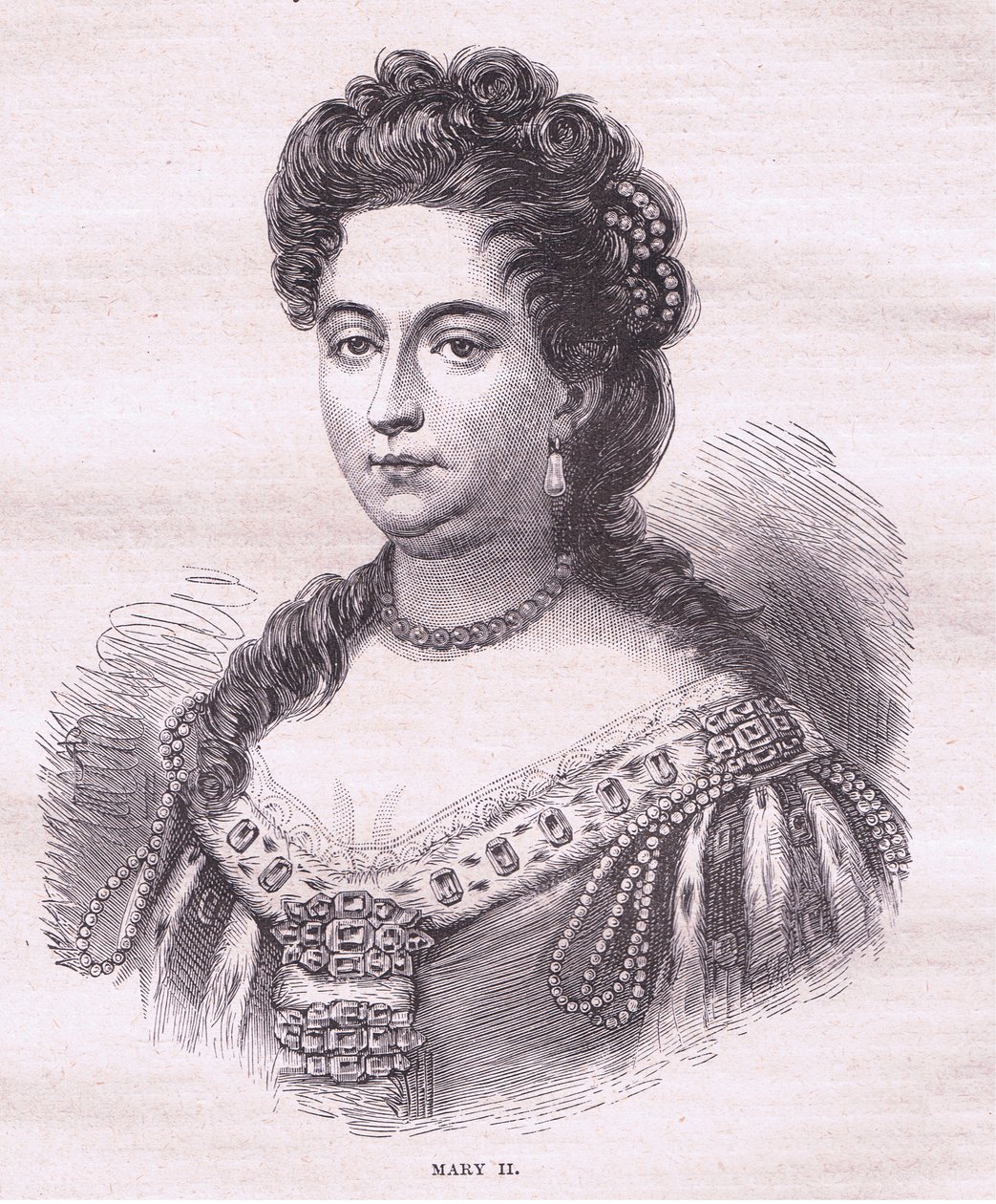 Drottning Maria II av England (litografi) av English School