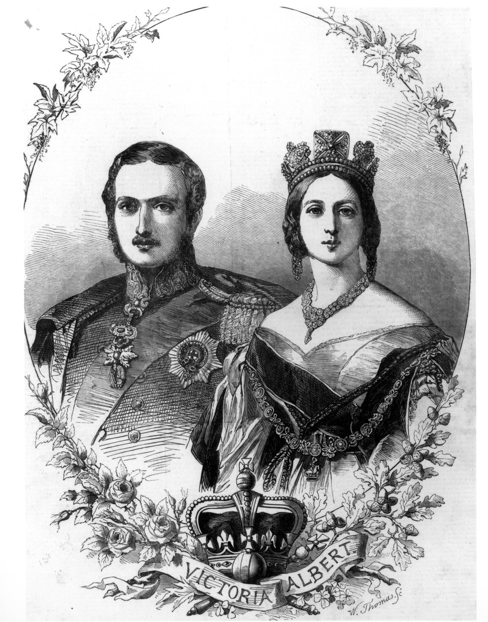 Drottning Victoria (1819-1901) och Prins Albert (1819-61) graverade av W. Thomas, 1844 av English School