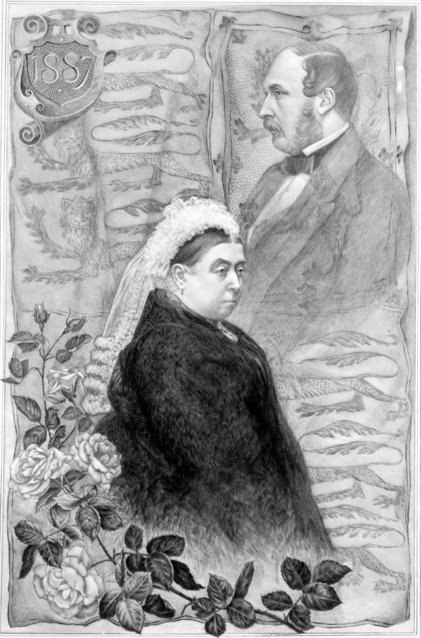 Drottning Victorias gyllene jubileum, 1887 (bw gravyr) av English School