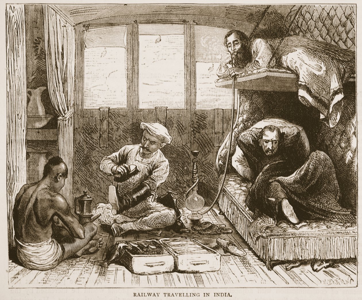 Järnvägsresor i Indien, illustration från Cassells Illustrated History of England av English School