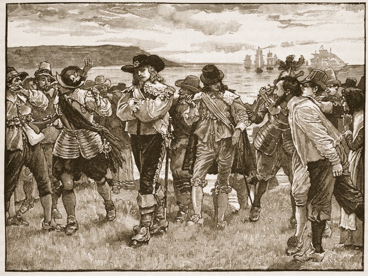 Mottagning av Viscount Wimbledon i Plymouth, illustration från Cassells Illustrated History of England (sepiafoto) av English School