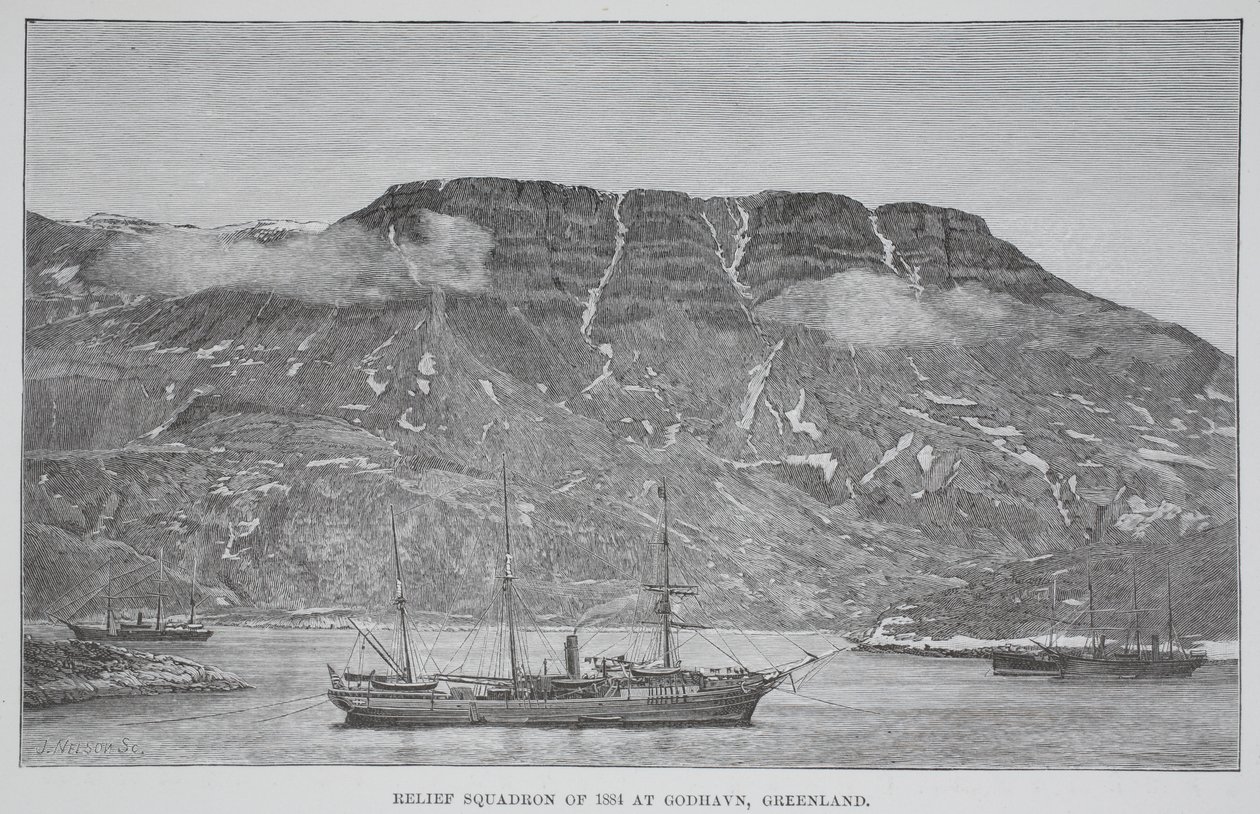 Relief Squadron av 1884 i Godhavn, Grönland, pub. London 1886 av English School