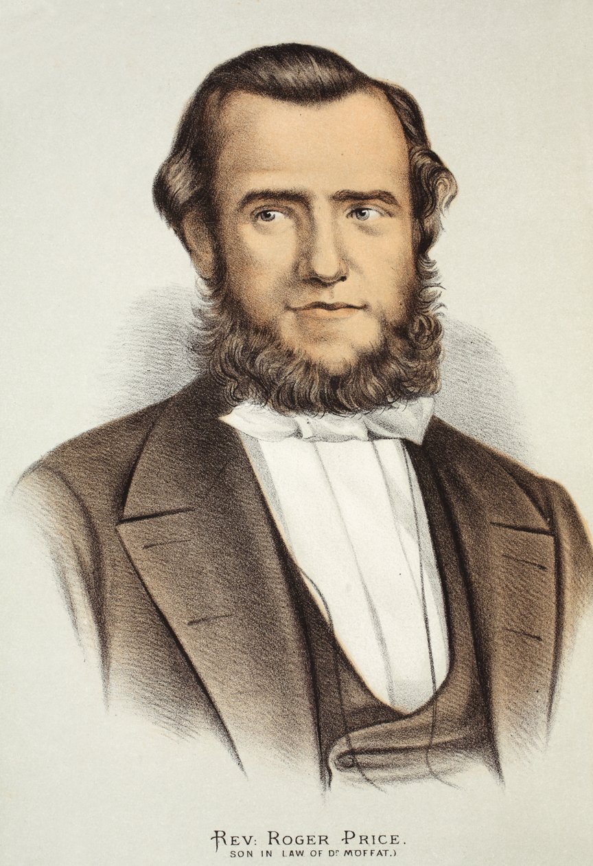 Rev. Roger Price, illustration från The Pictorial Edition av David Livingstones liv och upptäckter av J. Ewing Richie, pub. av A. Fullarton & Co., 1876 av English School
