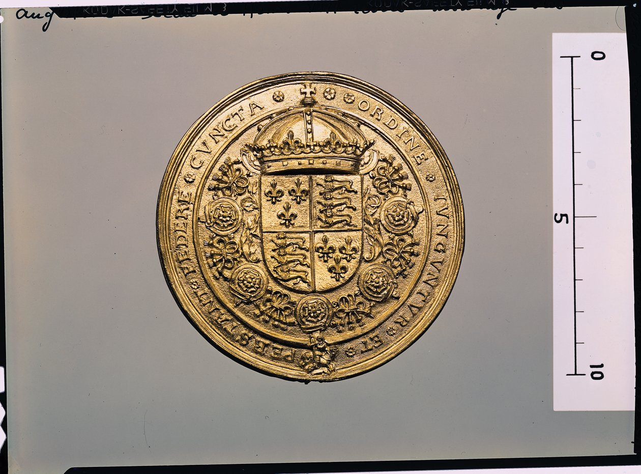 Baksidan av Henrik VIII:s (1491-1547) sigill (guld) (för framsidan se 183056) av English School