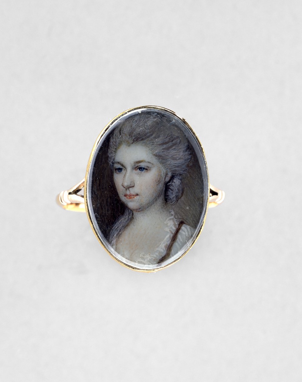 Ring med porträtt av en kvinna, ca 1780-90 (akvarell på elfenben av English School