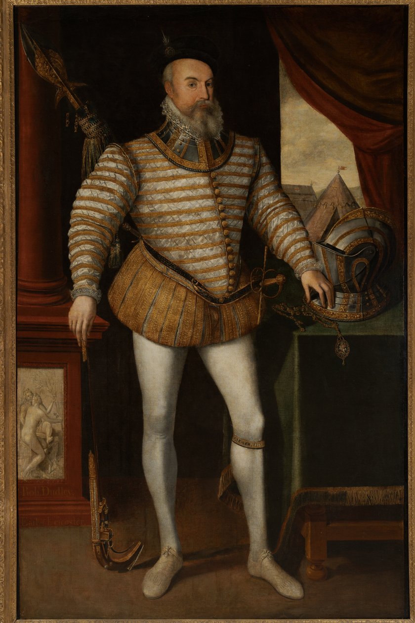 Robert Dudley, Earl of Leicester, ca 1532-88 (olja på duk) av English School