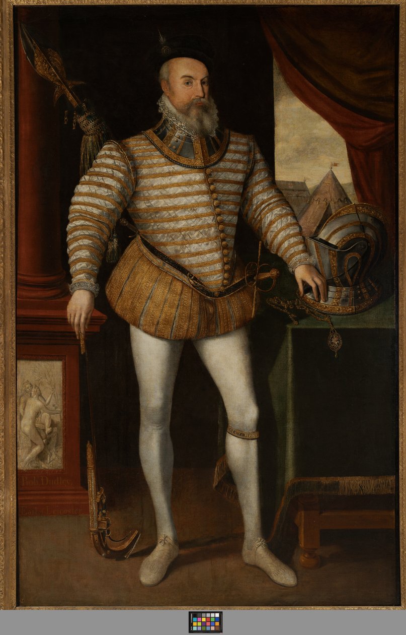 Robert Dudley, Earl of Leicester, ca 1532-88 (olja på duk) av English School