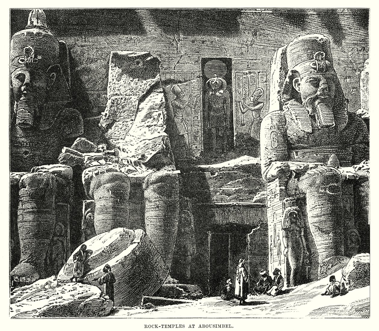 Klipptempel vid Abousimbel (gravyr) av English School