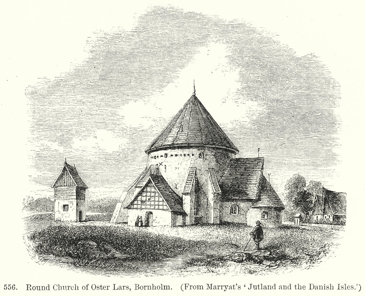 Rundkyrkan i Oster Lars, Bornholm (gravyr) av English School