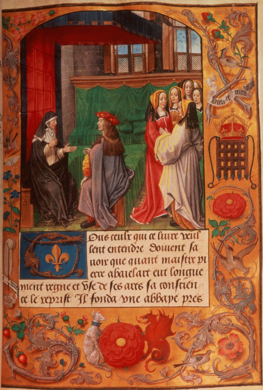 Roy 16 F II f.137 Abbedissan och hennes elev omgiven av en grupp damer som lyssnar, från 