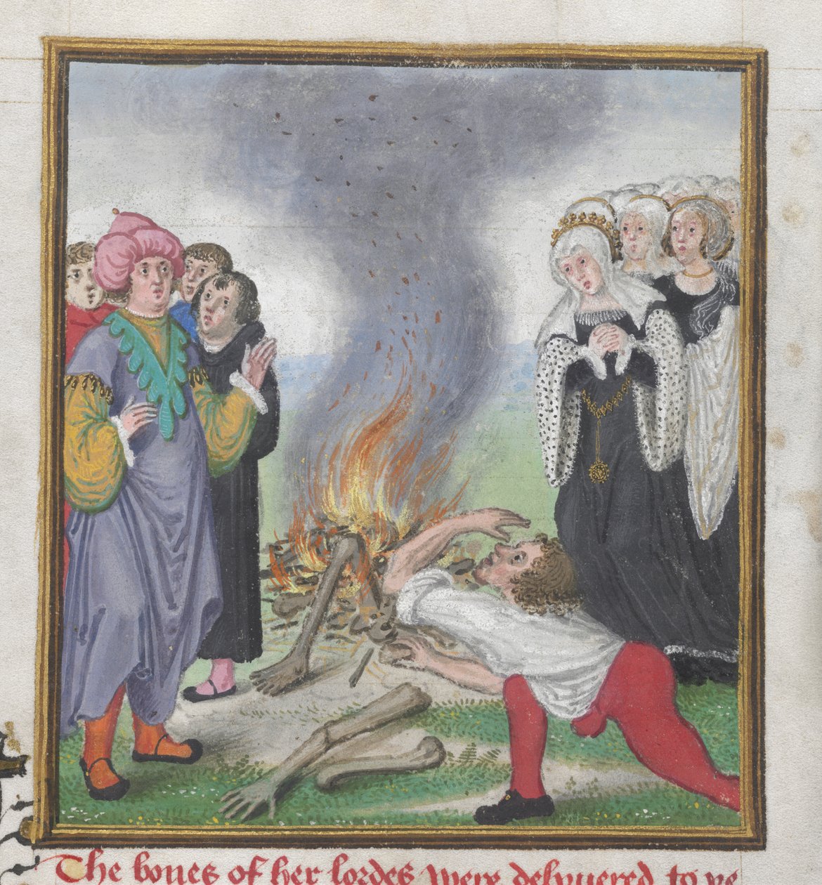 Roy 18 D II f.161 Theseus bränner kropparna av atenarna som dödats av kung Kreon av Thebe, från 