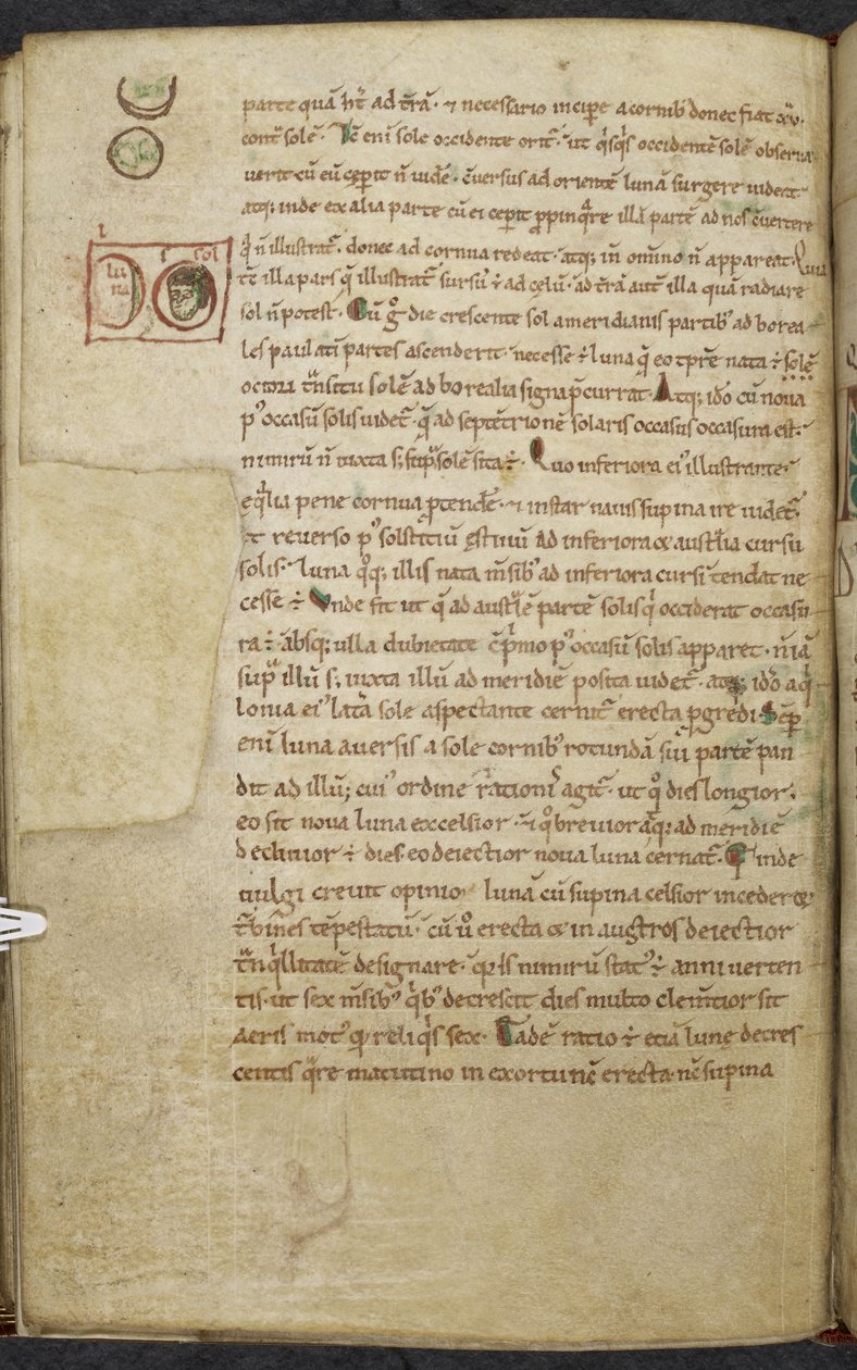 Royal 13. A.XI, f.55vMarginalritningar av solen och månen.De temporum ratione.Bede den vördnadsvärde Mscellany of computus and astronomi.1000-1100-talet av English School