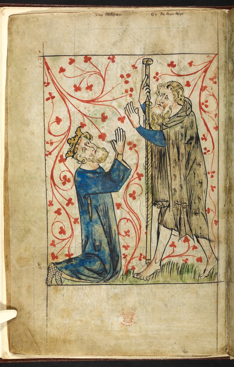 Royal 20 A.II, f.4v Athelstan with Guy of Warwick, från 