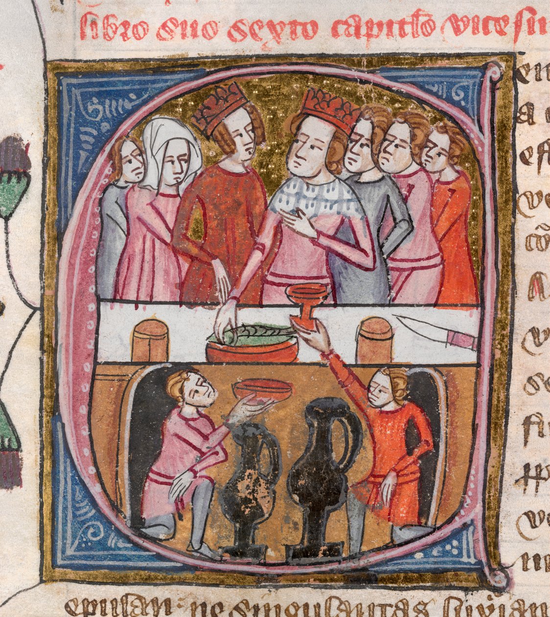 Royal 6 E. VI, f.259v, Kungar och drottningar festar, från 