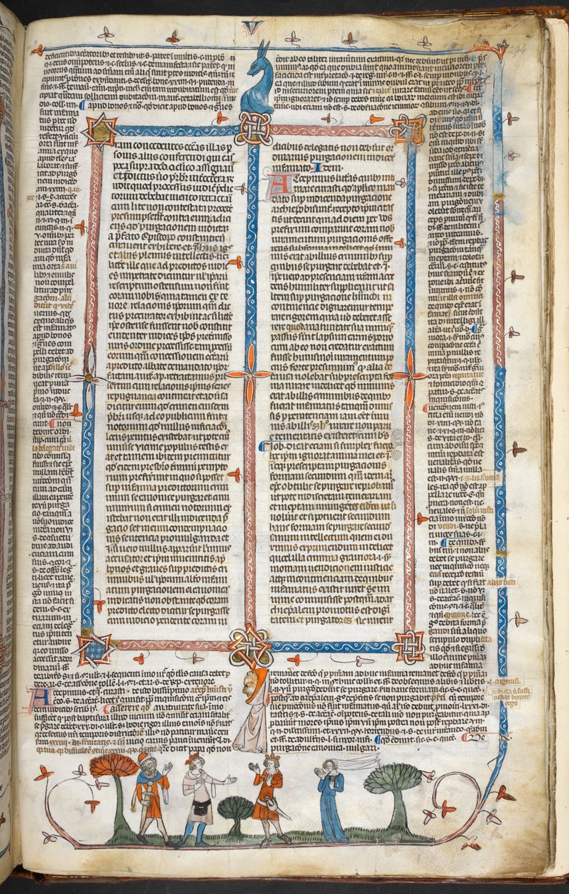Royal MS 10 IV f.294r medeltida figurer och marginaldekoration, illustration från 