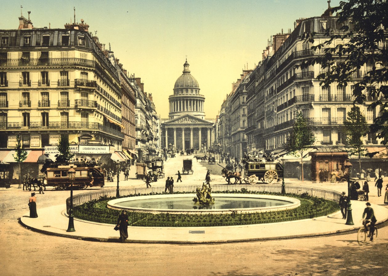 Rue Soufflot, Paris (handfärgat foto) av English School