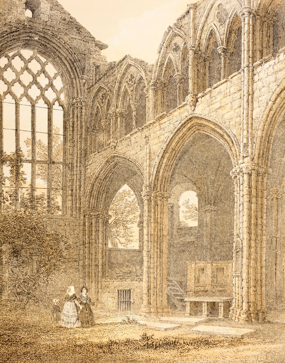 Ruinerna av Holyrood Abbey och ingången till Royal Vault, från The Scots Worthies av John Howie, andra upplagan publicerad 1879 av English School