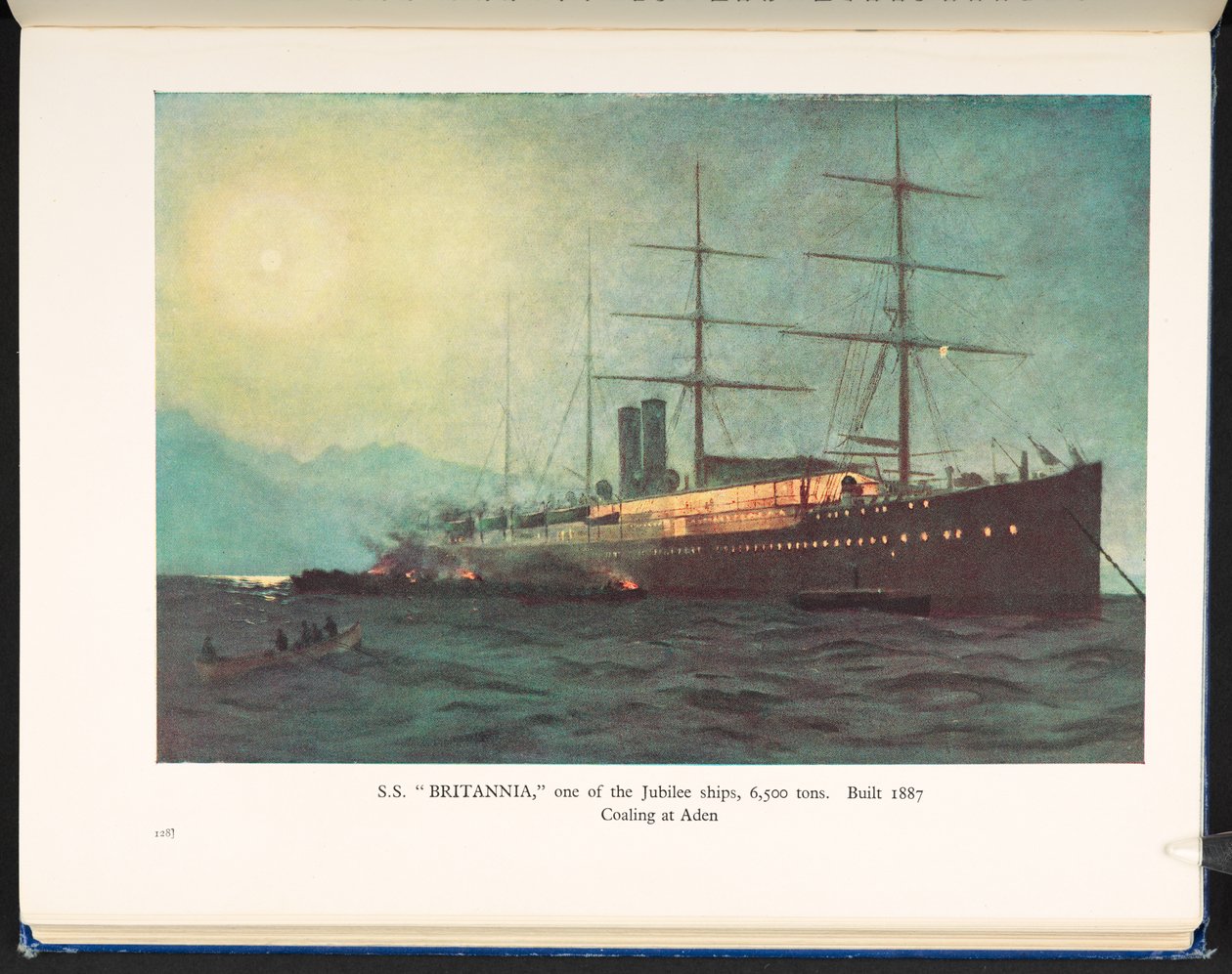 S. S. "Britannia", ett av Jubilee-fartygen, 6 500 ton, byggt 1887 kolning i Aden, A Hundred Year History of the P&O, Peninsular and Oriental Steam Navigation Company av English School