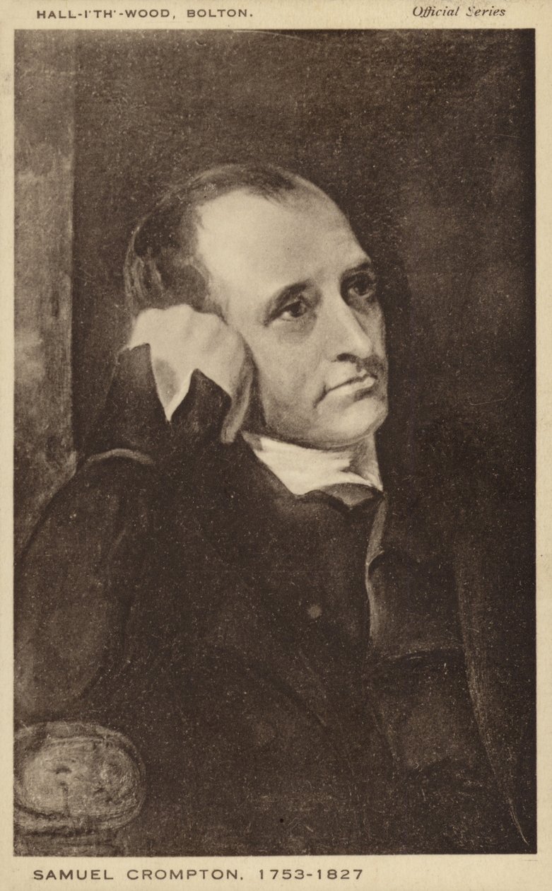 Samuel Crompton (1753-1827), engelsk uppfinnare av spinnmaskinen (litografi) av English School