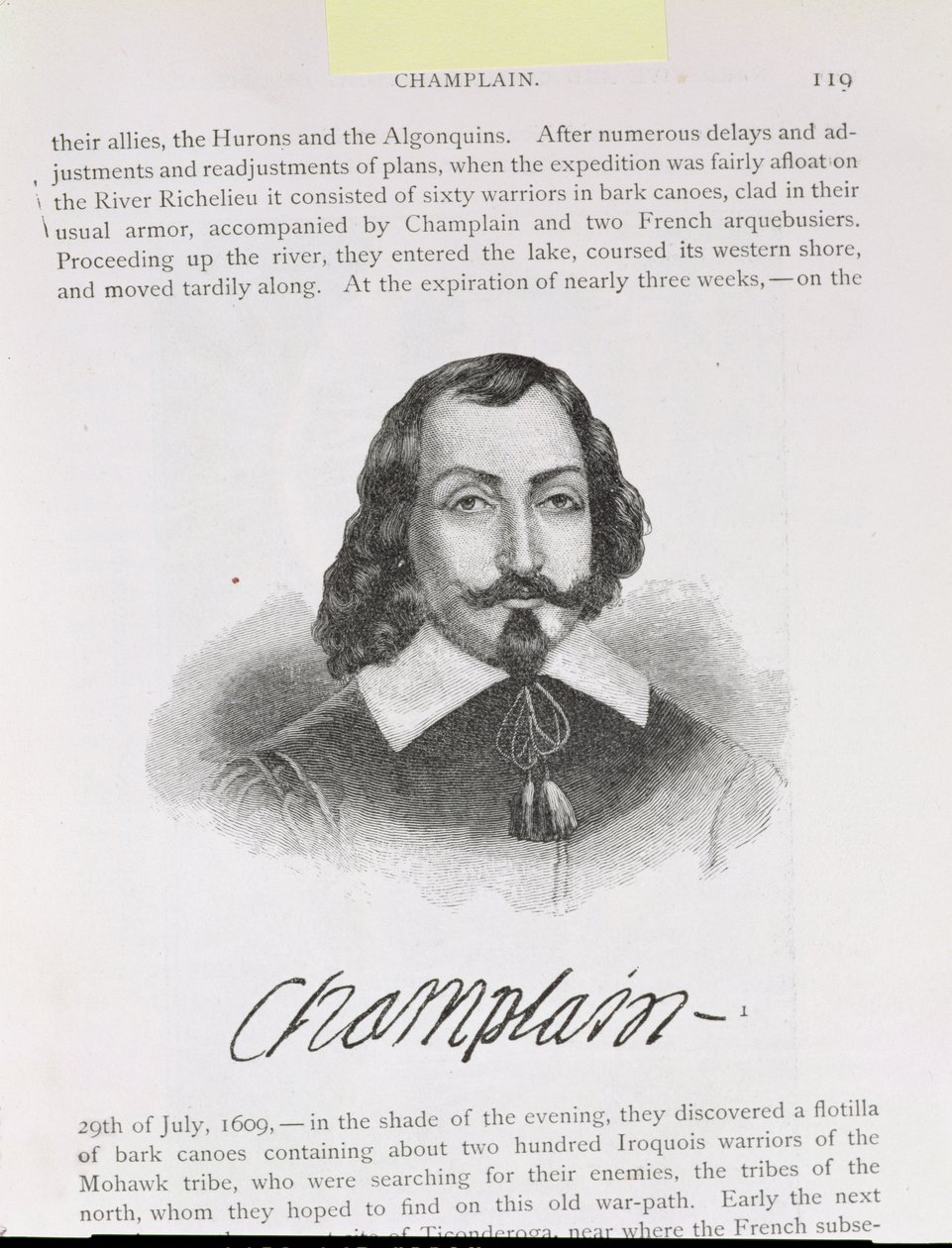 Samuel de Champlain (c.1567-1635) illustration från volym IV av "Narrative and Critical History of America", 1886 av English School