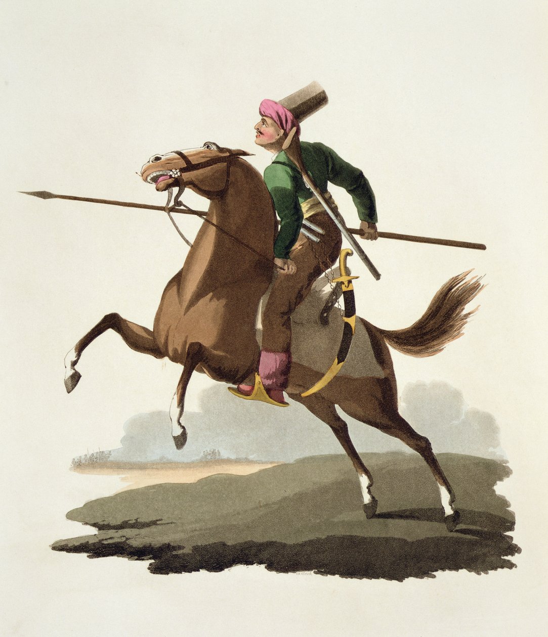 Saphir, från Costumes of the Various Nations, Volym VII, The Military Costume of Turkey, av Thomas MacLean, publicerad ca 1800-18 (handfärgad akvatint) av English School