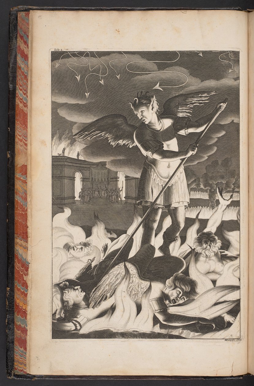 Satan från Paradise Lost av John Milton av English School