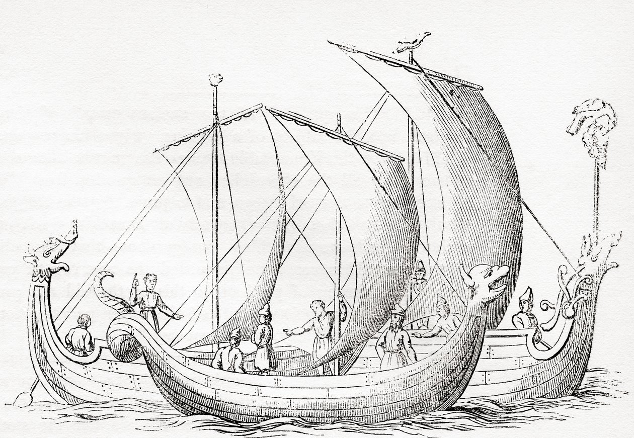 Saxon ships, efter en gravyr i Strutt