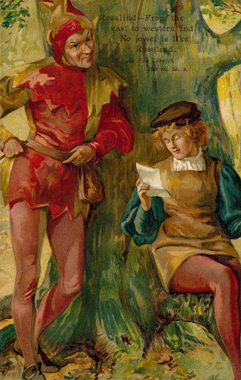 Scen ur Som ni vill ha det av William Shakespeare (färglitografi) av English School