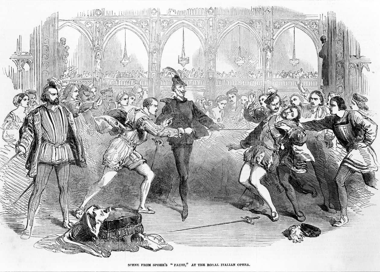 Scen från Spohrs Faust på Royal Italian Opera, 1852 av English School