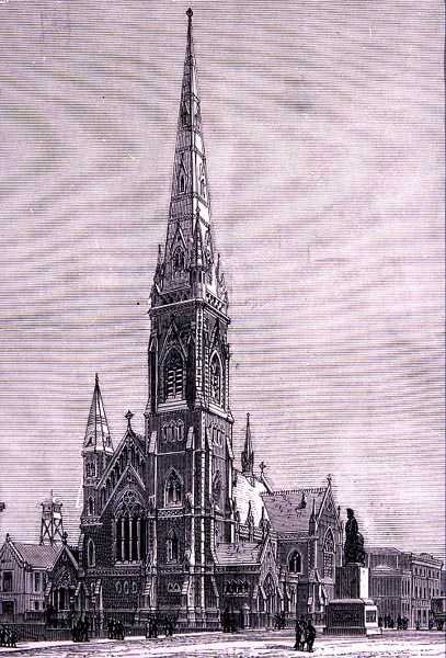 Scots Church, Collins Street, Melbourne, Australien, från "Australian Pictures", pub. av The Religious Tract Society av English School