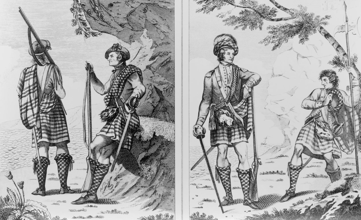 Scottish Soldiers of the Highlands och en höglandsofficer och serjeant av English School