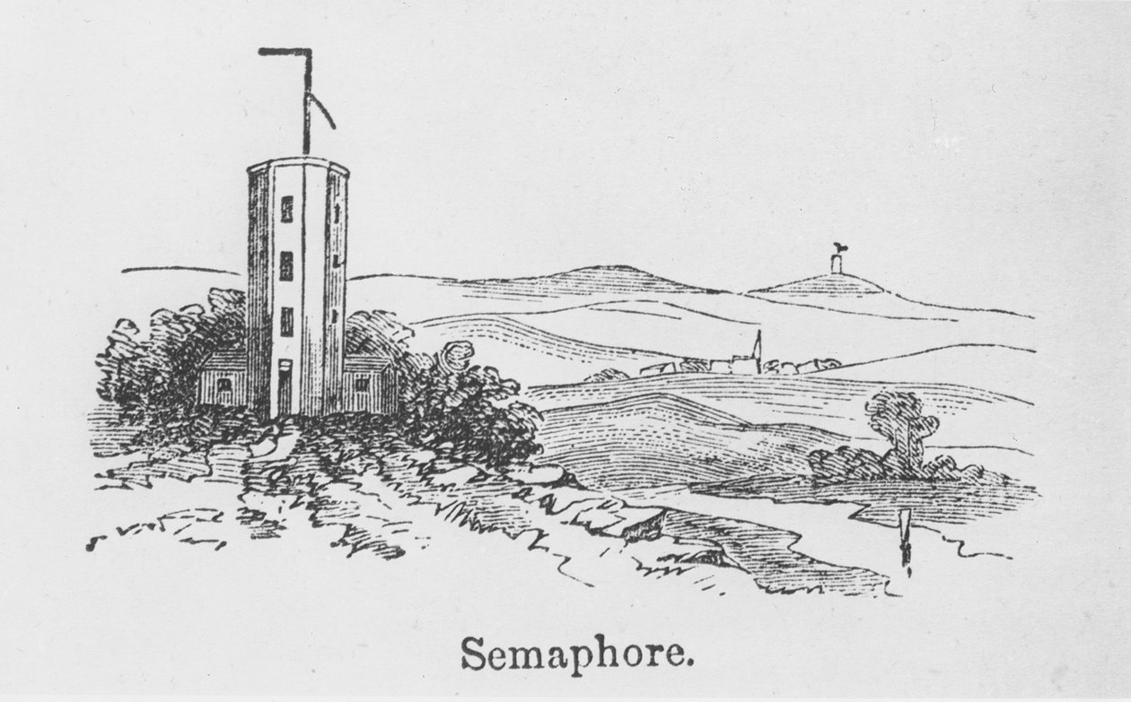 Semaphore tower, ca 1840 (gravyr) av English School