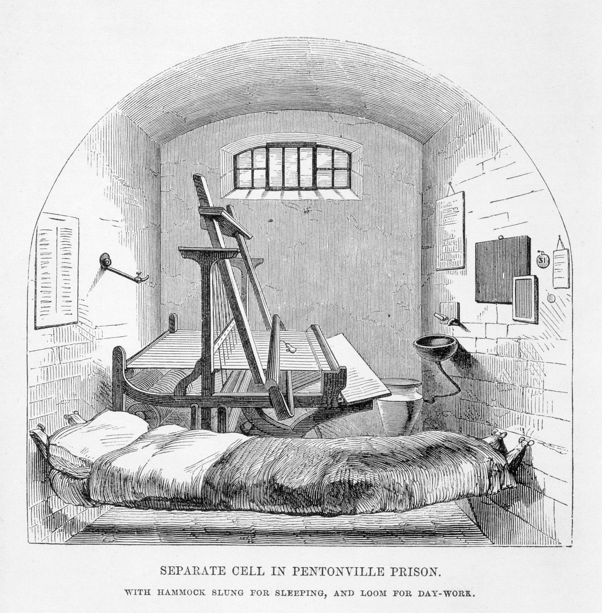 Separat cell i Pentonville Prison, från The Criminal Prisons of London och Scenes of Prison Life av Henry Mayhew (1812-87) och John Binny, 1862 av English School