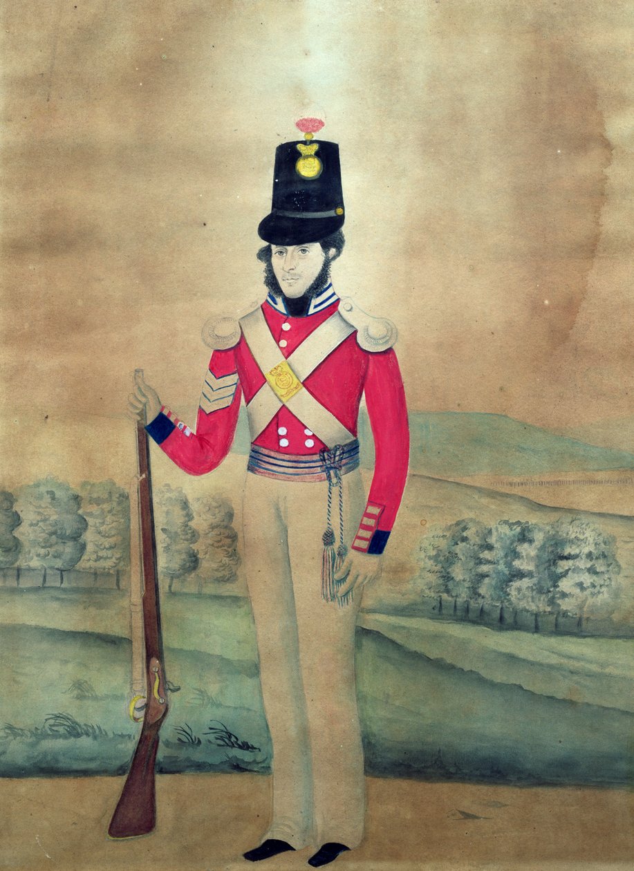 Sergeant, brittiska armén, ca 1815 (wc på papper) av English School