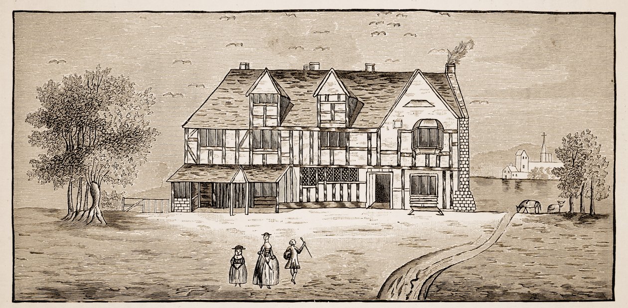 Shakespeares hus, Stratford-Upon-Avon (sepiafoto) av English School