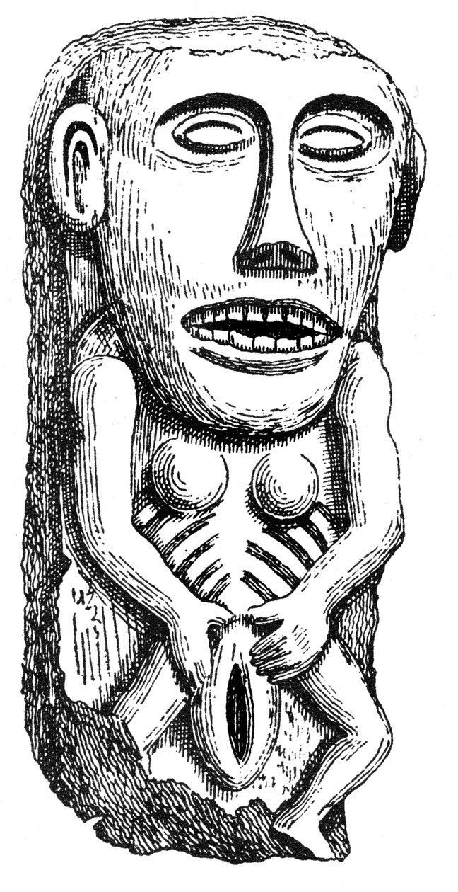 Sheela-na-Gig, från Ballinahend Castle, Tipperary, Irland av English School
