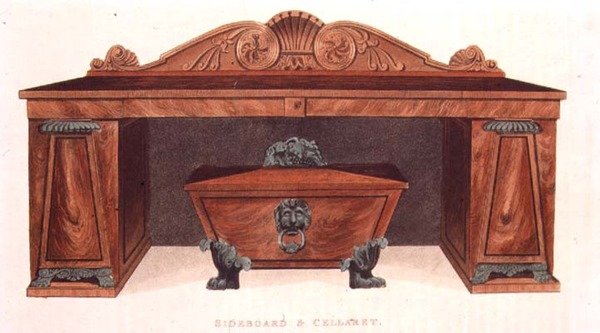 Sideboard och cellaret, plansch 127 från Ackermann