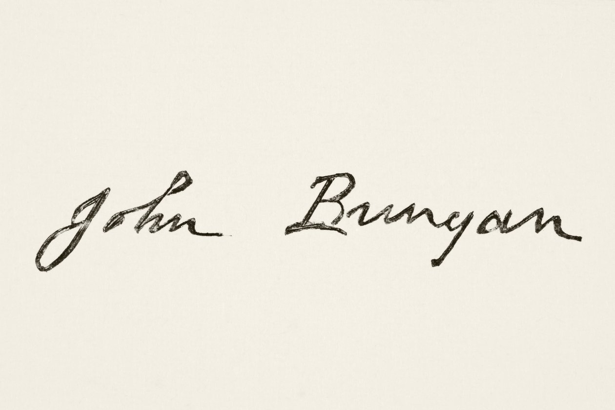 Signatur av John Bunyan, från The National and Domestic History of England av William Hickman Smith Aubrey (1858-1916) publicerad London, ca 1890 av English School