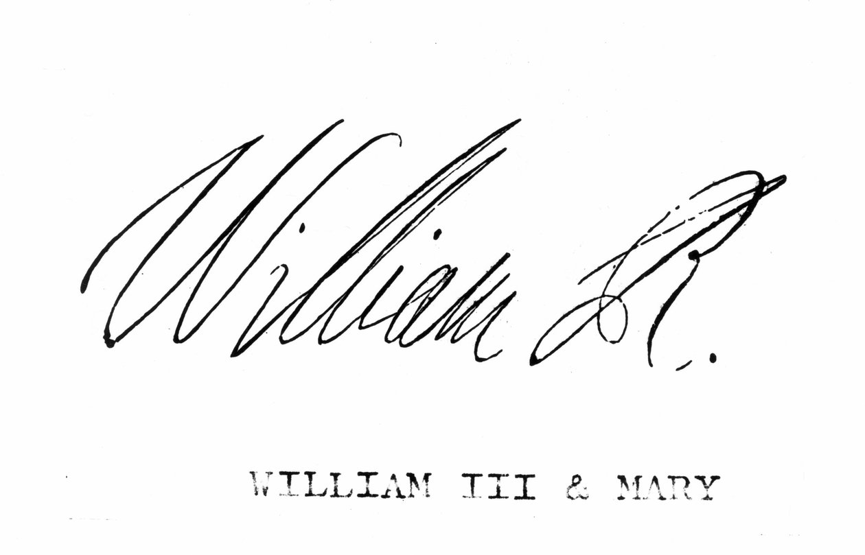 Signatur av William III av England, från 