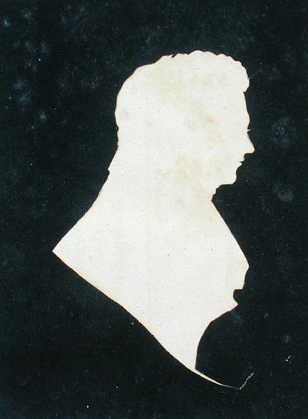 Siluett av Michael Faraday (1800-79) från hans egen klippbok av English School