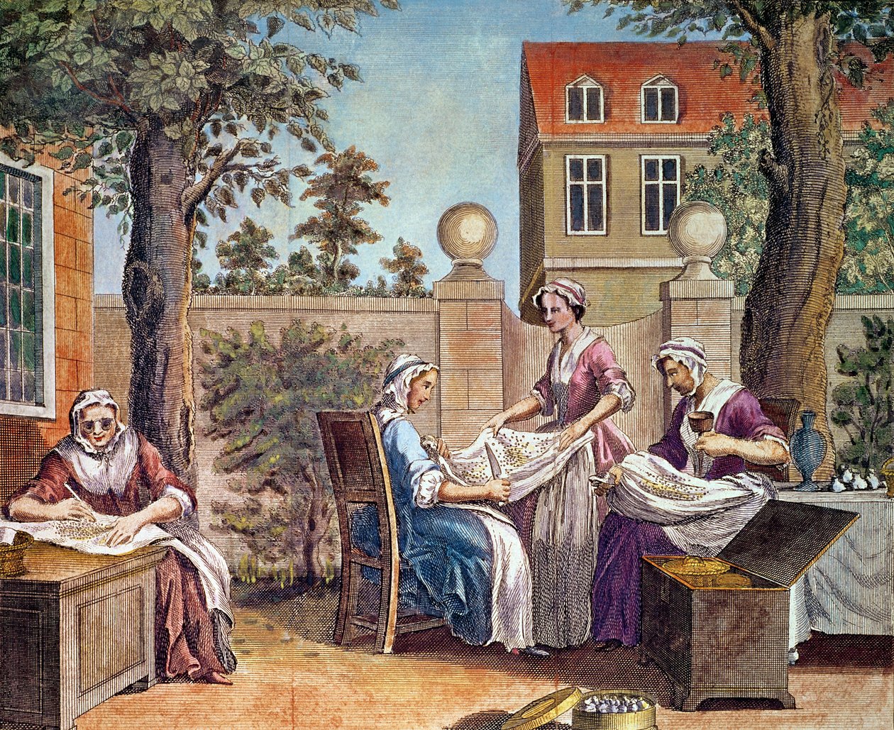 Silk-Making, graverad av J. Hinton för 