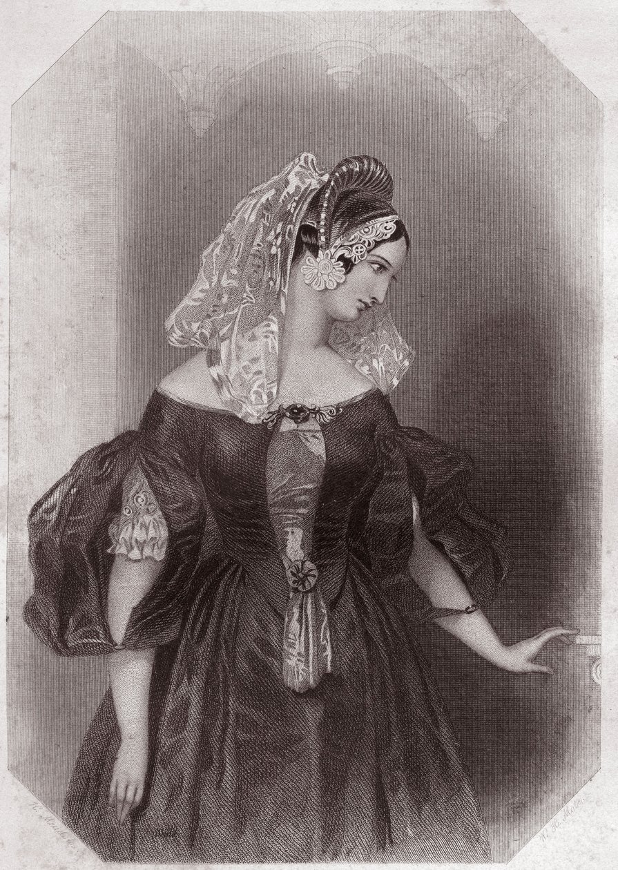 Silvia (The Two Gentlemen of Verone) i - "" Gallery of the Women of Shakespeare, samling av fyrtiofem seriösa porträtt av de tidiga Londonkonstnärerna, berikade med kritiska och litterära notiser""" cirka 1838 - från "" Gallery of the kvinnor från Shakespe av English School