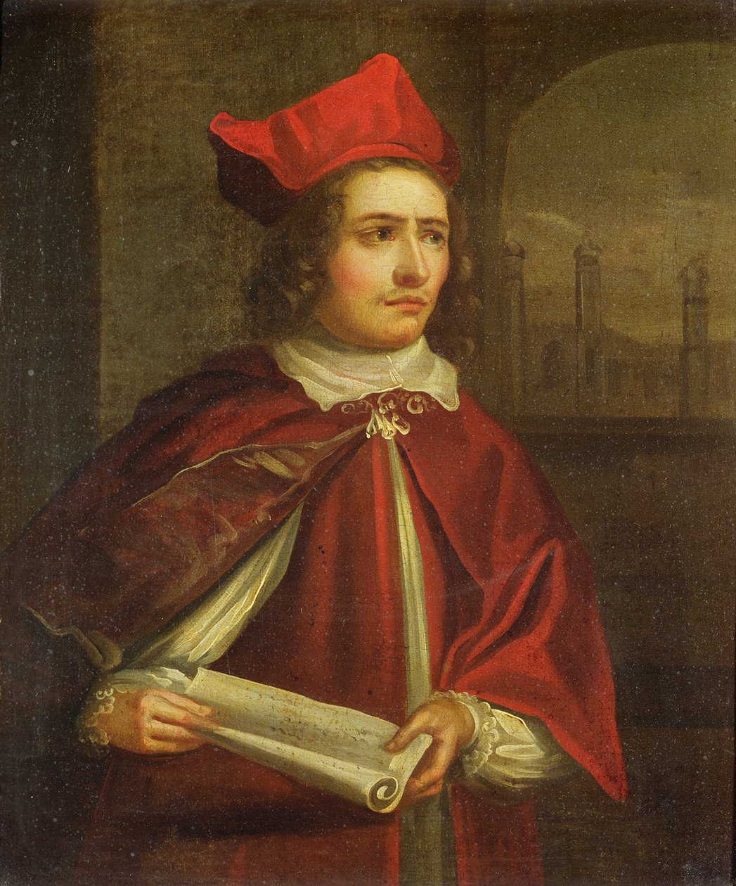 Sir Augustus Harris (1851-96) som kardinal Wolsey av English School